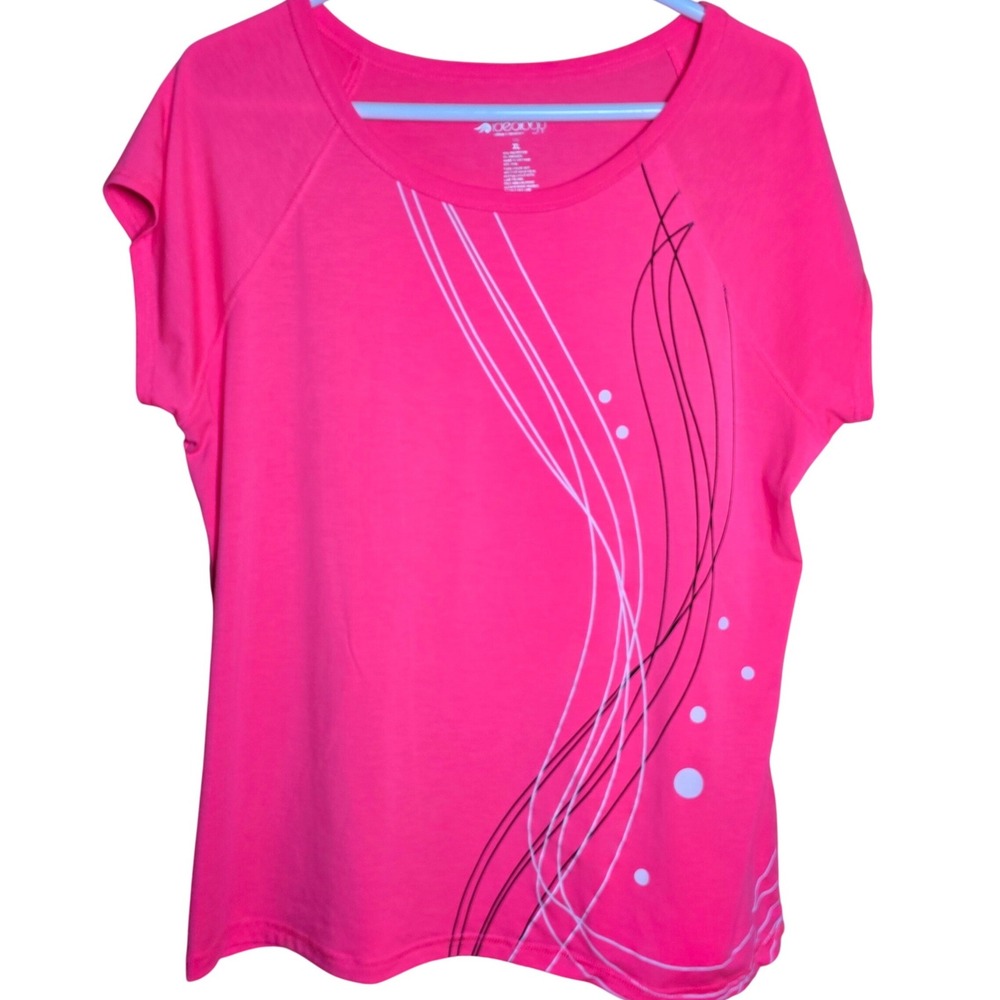 Ideology Women's Pink XL Graphic Print Crew Neck Stretch Knit Activewear tshirt